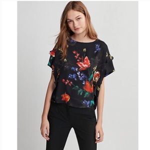 EXPRESS | Floral Ruffle Boxy Tee